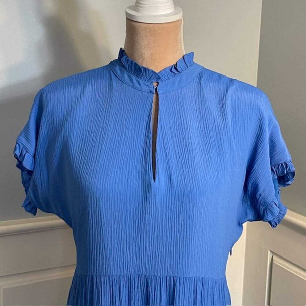 Marie Oliver Silk Blend Coastal Flowy Maxi Dress Farah Ruffled High Neck Small - Picture 4 of 9